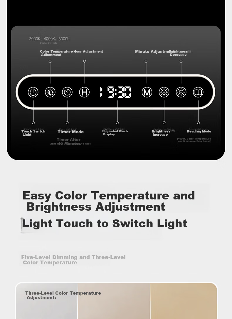 HP Clip-On Eye Protection Desk Lamp Desktop Large Road Lamp Hanging Wall-Mounted Bookshelf Cabinet Light Children's Student Study Reading Lamp 12