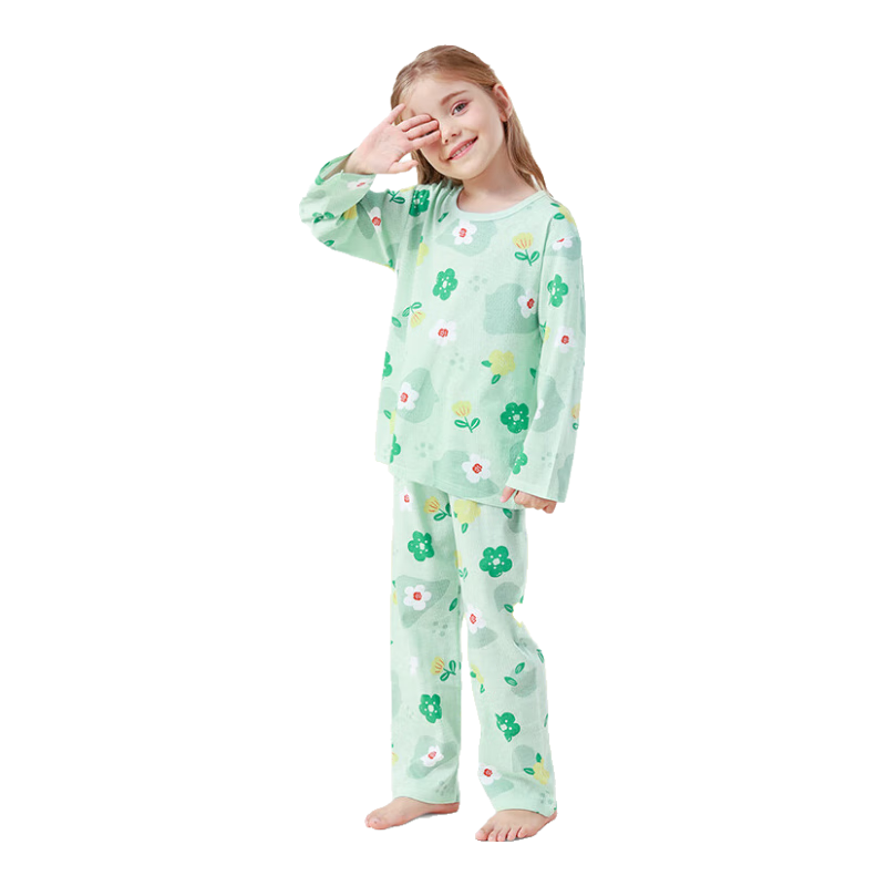 DEESHA [100% Cotton Mesh] Children's Loungewear, Girls' Pajamas for Older Kids, Children's Air Conditioning Suit Set
