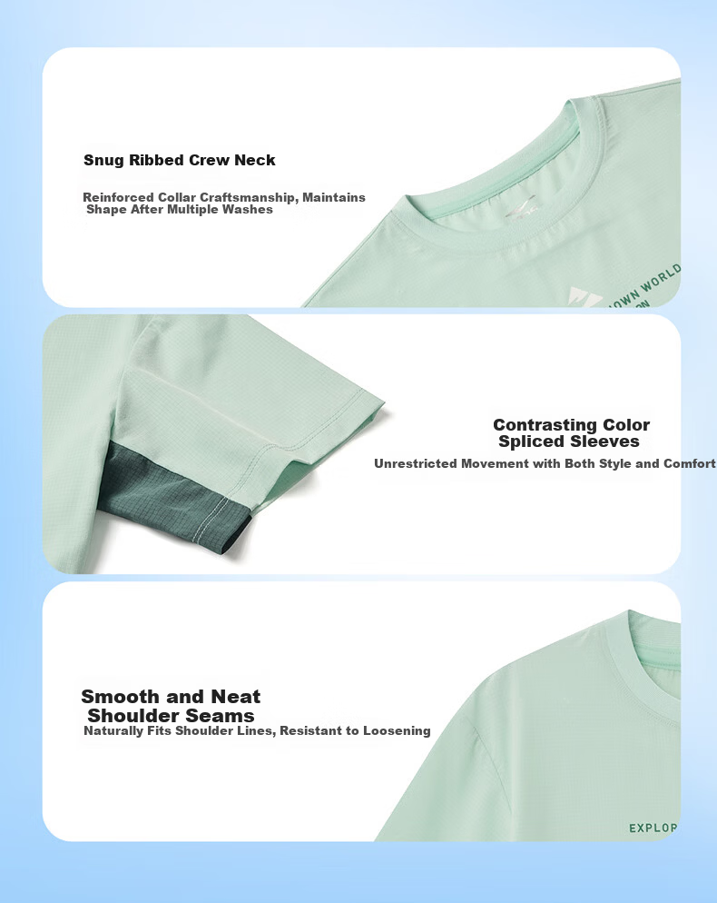 ERKE Kids Boys Woven Short Sleeve Summer Sun Protection 50+ Four-Way Stretch T-Shirt Glacier Gray 140 9