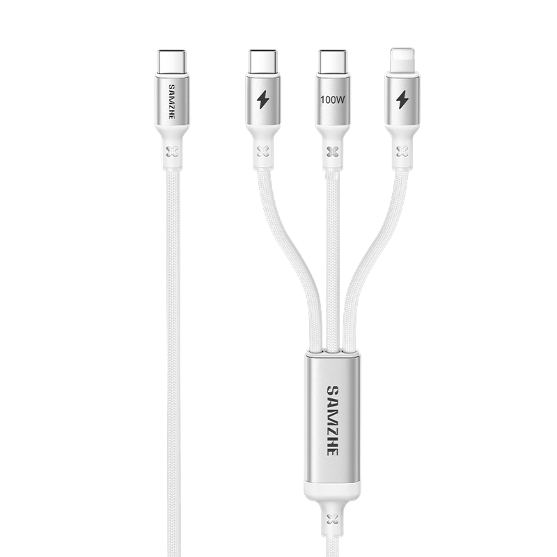 ShanZe Type-C 3-in-1 PD 100W Fast Charging Cable for Apple iPhone 17/16/15/14 Xiaomi Huawei Mate70 Smartphones Tablets Car Use 1.5m Black