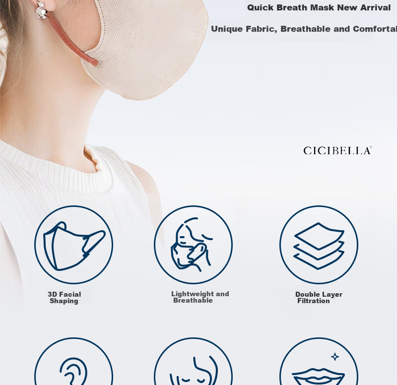 CICIBELLA Japan Imported 3D 6D Quick-Dry Sunscreen Windproof Dustproof Lightweight Breathable Unisex Mask 10 Pieces 4