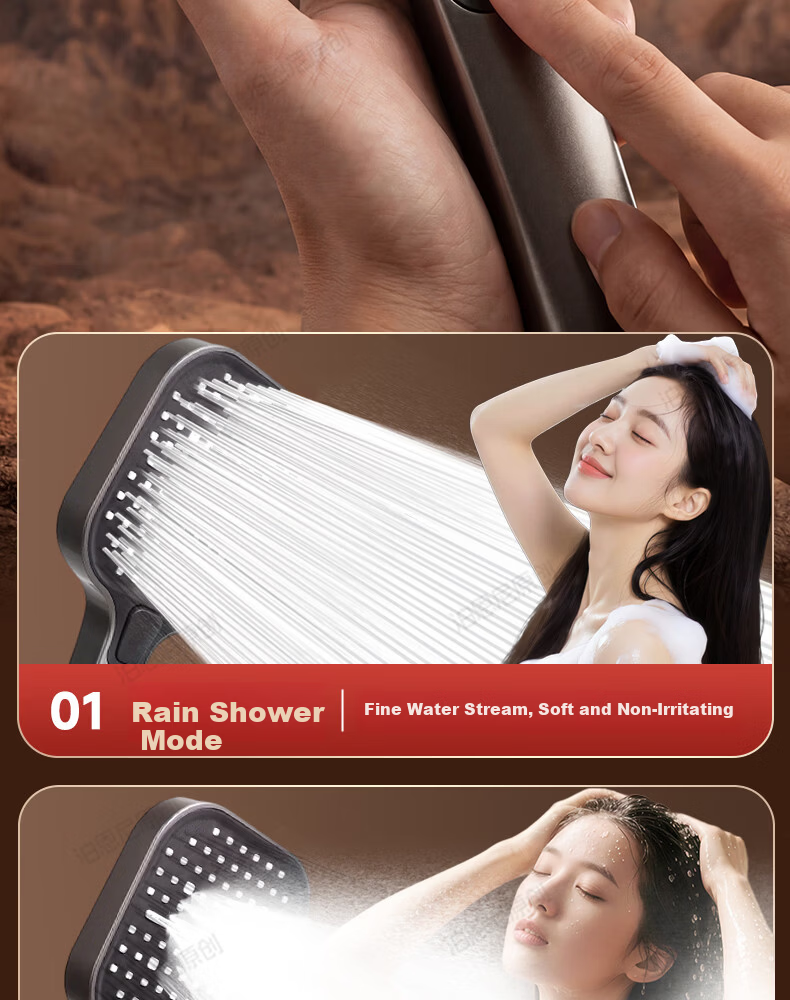 BOONEN High-Pressure Shower Head Home Bathroom Shower Faucet Pressurized Large Water Flow Rainfall Showerhead 13