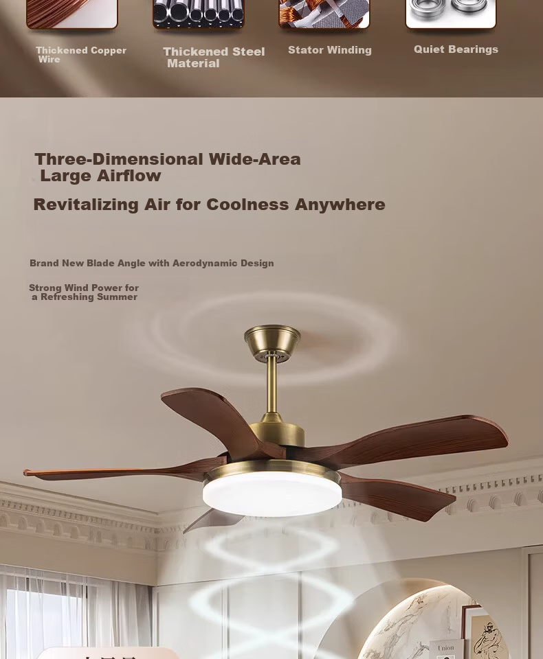 AUX Ceiling Fan Light Integrated Inverter High Wind Quiet Fan Lamp Living Room Ceiling Light 7