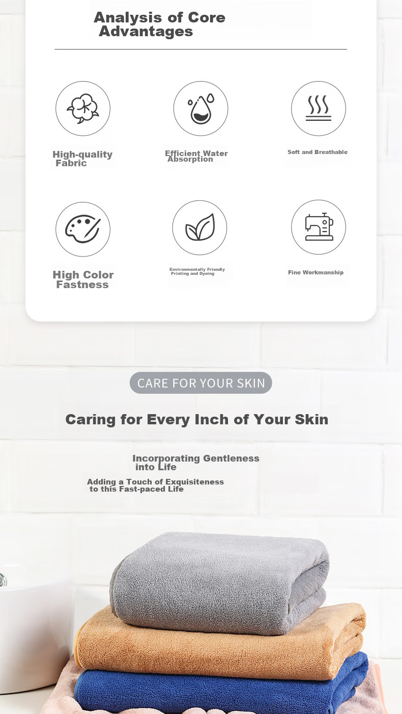 Grace Bath Towel for Women, Summer Absorbent Quick-Drying, Home Use Absorbent for Men, Shower Couple Style Adult Wrap Towel, Gray, 70*140cm 2