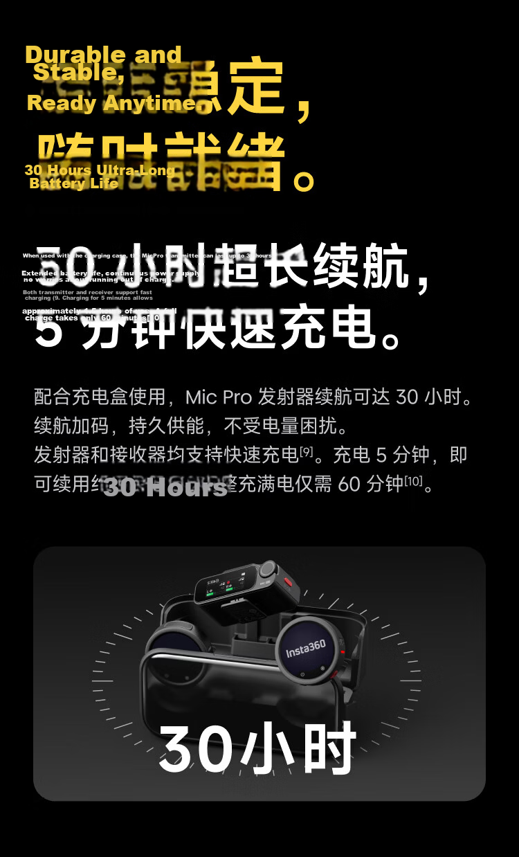Insta360 Mic Pro Wireless Microphone Ink Screen Clip-on Live Streaming Noise Reduction Vlog Interview One-to-One Transmission 11