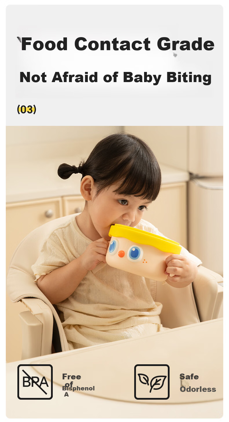 Huang Chong Big-Eyed Cute Baby Feeding Bowl Children's Water-Filled Insulated Suction Bowl PPSU Double-Layer Insulated Lunch Box Yellow 21