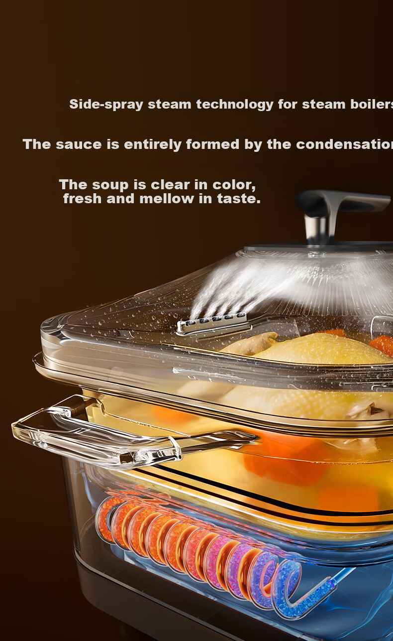 Donlim 20L Stainless Steel Electric Steamer Multi-Function Cooker 3-in-1 Steaming, Stewing, Boiling Electric Hot Pot DL-1007 20
