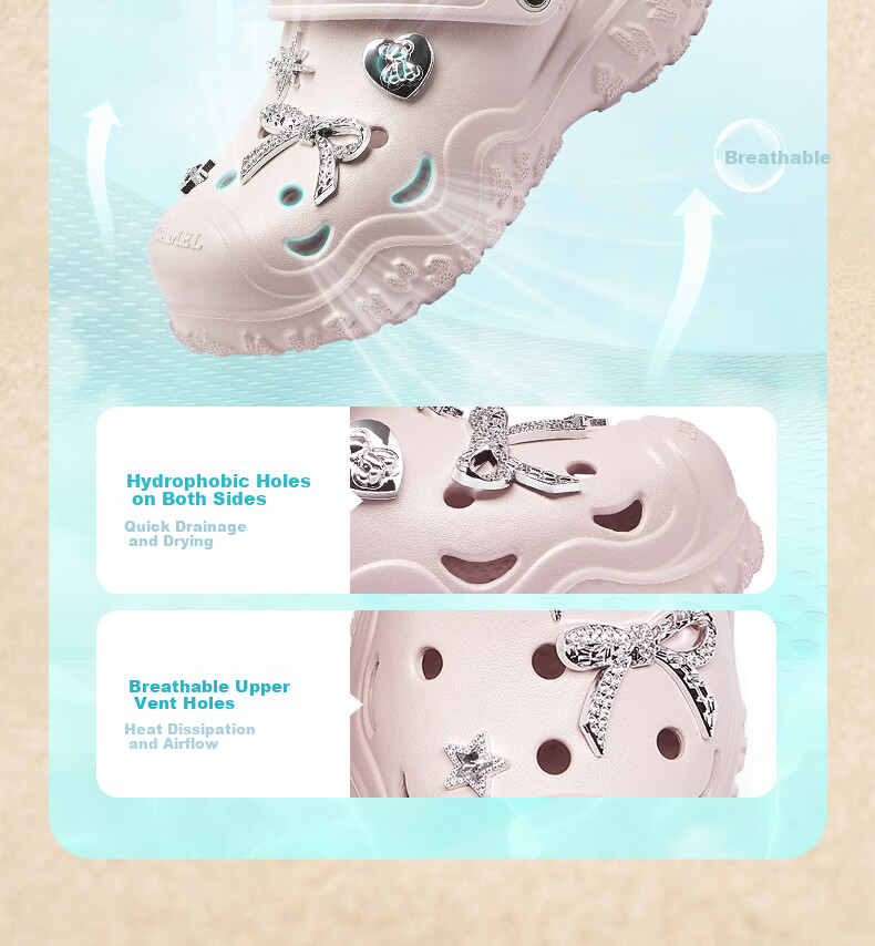 CAMEL Women's Panda Collaboration Hollow-out Platform Breathable Beach Sandals L26M162034 Off-white Size 37 6