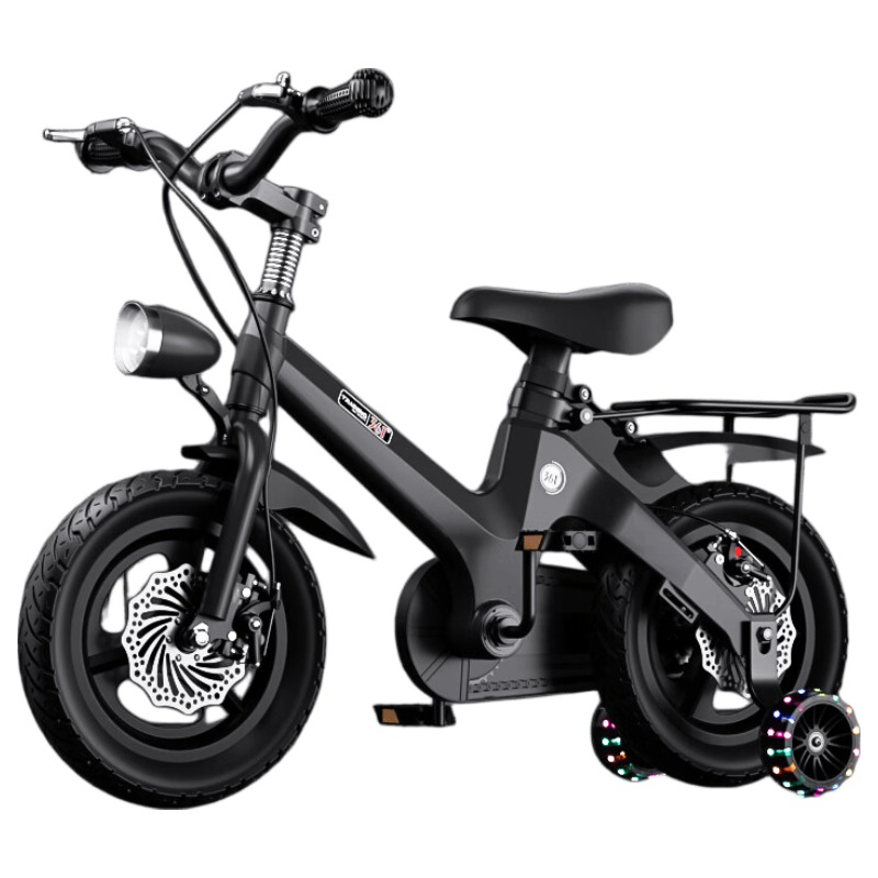 361° Kids Bicycle 14-inch Black with Dual Disc Brakes, Training Wheels for Boys and Girls Ages 3-8