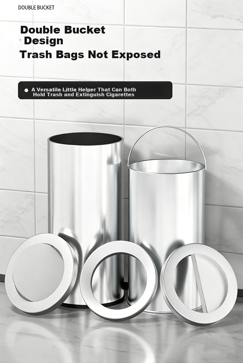Supercloud Stainless Steel Trash Can Large 60L Flip-Top Upright Indoor Outdoor Mall Hotel Swing Lid Hong Kong Style Garbage Bin 4