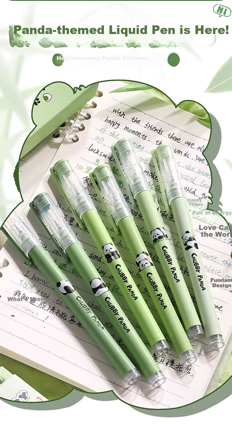 Jiamo Liquid Ink Neutral Pen Quick-Dry Smooth Black High-Value Multi-Theme Student Exam Pen Liquid Rollerball Pen - Panda Fat 1