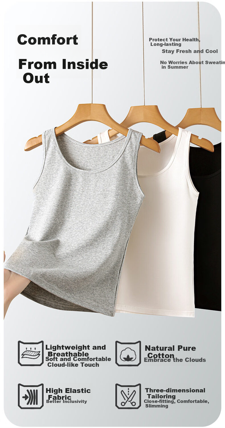 Modal 2-Pack Women's Tank Tops 100% Cotton White Summer Vest Innerwear Outerwear 2XL 3