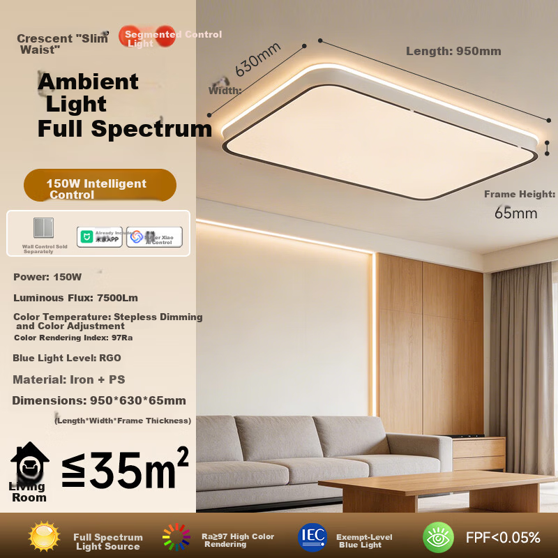 Foshan Lighting Ceiling Lamp Living Room Modern Minimalist Eye-Care LED Mijia Smart Control 150W Crescent Moon