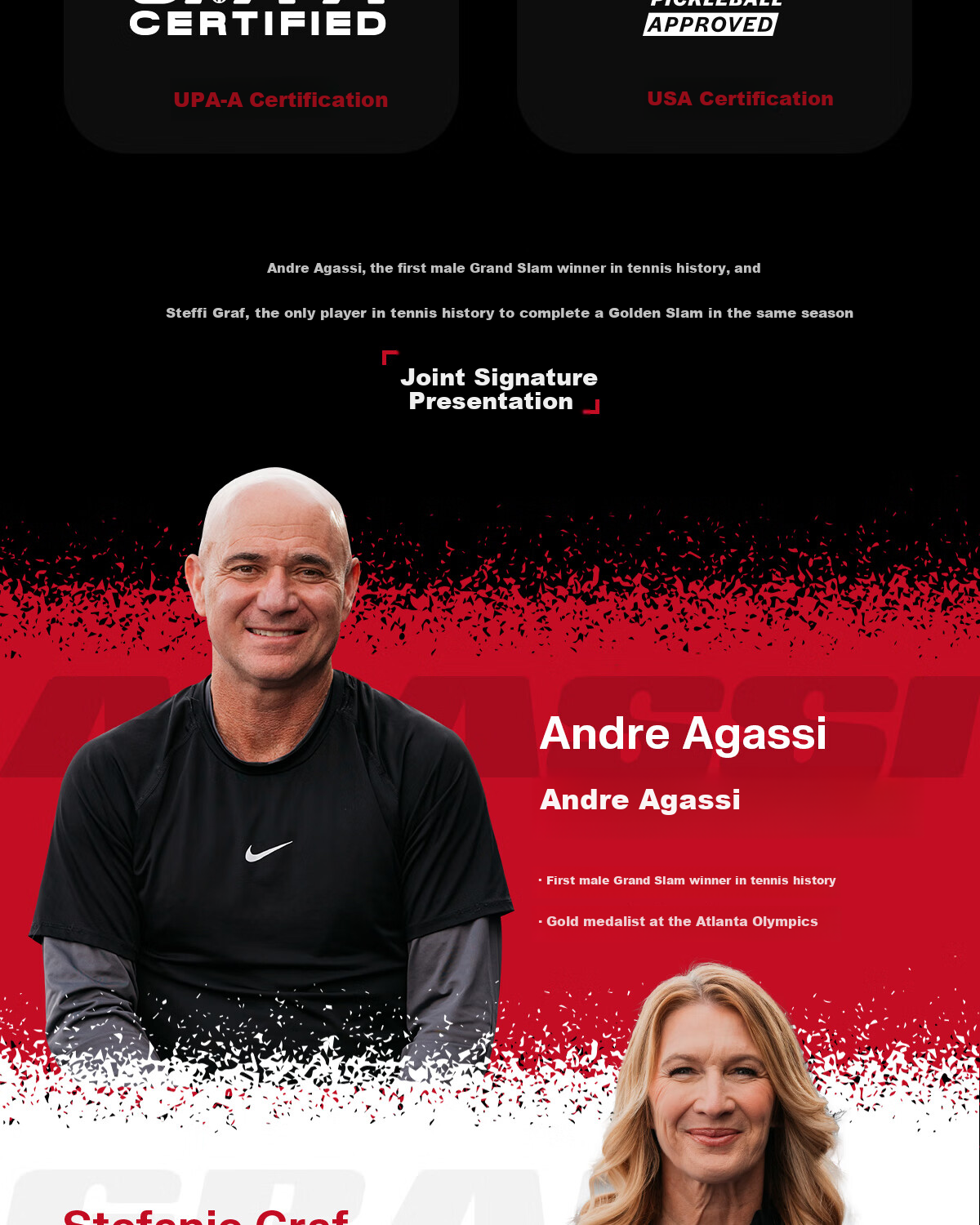 JOOLA Agassi Collaboration Fiberglass Beginner Table Tennis Paddle - Agassi Champion 12mm 5