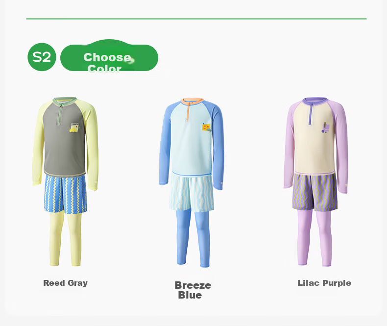 Kocotree KK Tree Kids Swimwear Original Yarn Sun Protection Boys and Girls Two-Mode Wet and Dry Split Swimsuit Long Sleeve Island-Level Three-Piece Set 4