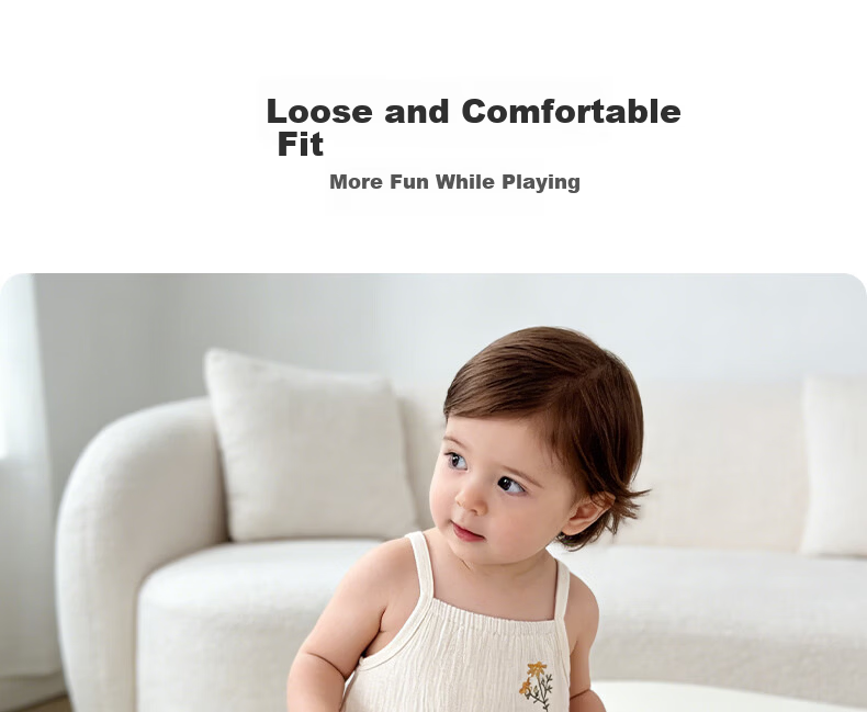 Tonglian Chuxin [Yunxi Yarn] Baby Summer Lightweight Cotton Gauze Sleeveless Romper for Girls Newborn Clothing 10