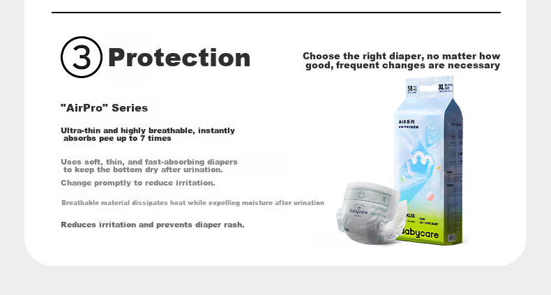 Babycare Airpro Diapers, Mini Pack, M Size, 28 Pieces (6-11kg), Baby Diaper, Summer Ultra-Thin And Breathable 28