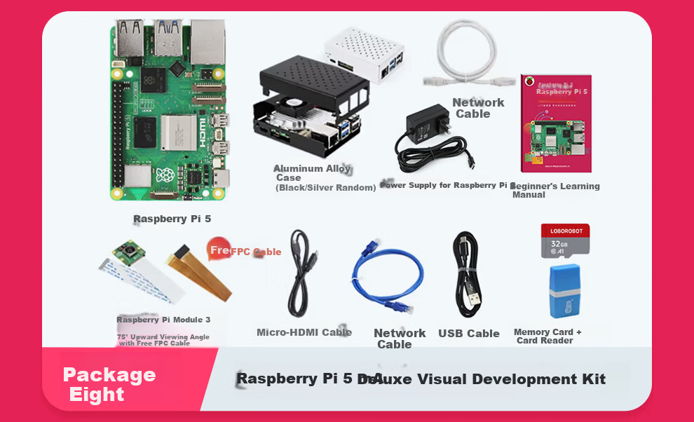 Raspberry Pi 5 Official Original Development Board 5th Generation Mainboard LINUX Kit Computer AI Programming 4GB Mainboard Starter Kit (8GB) 13