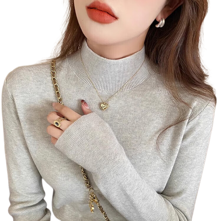 LangSha Knitted Base Layer for Women, Fall/Winter 2025 New Half-Turtleneck Thickened Chanel-Style Inner Sweater, Warm Base Layer Top