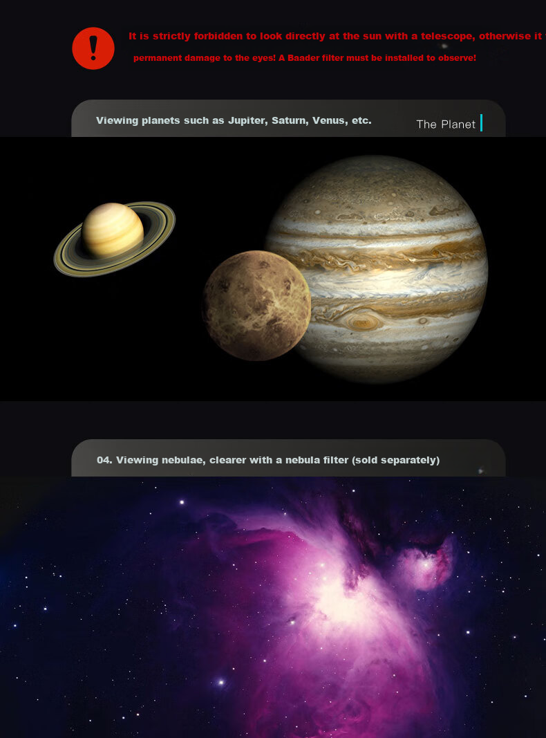 Xingtelang 80EQ Professional Astronomical Telescope, High-Definition High-Magnification Large-Aperture Telescope for Stargazing, Scientific Education, Birthday Gift for Students 7