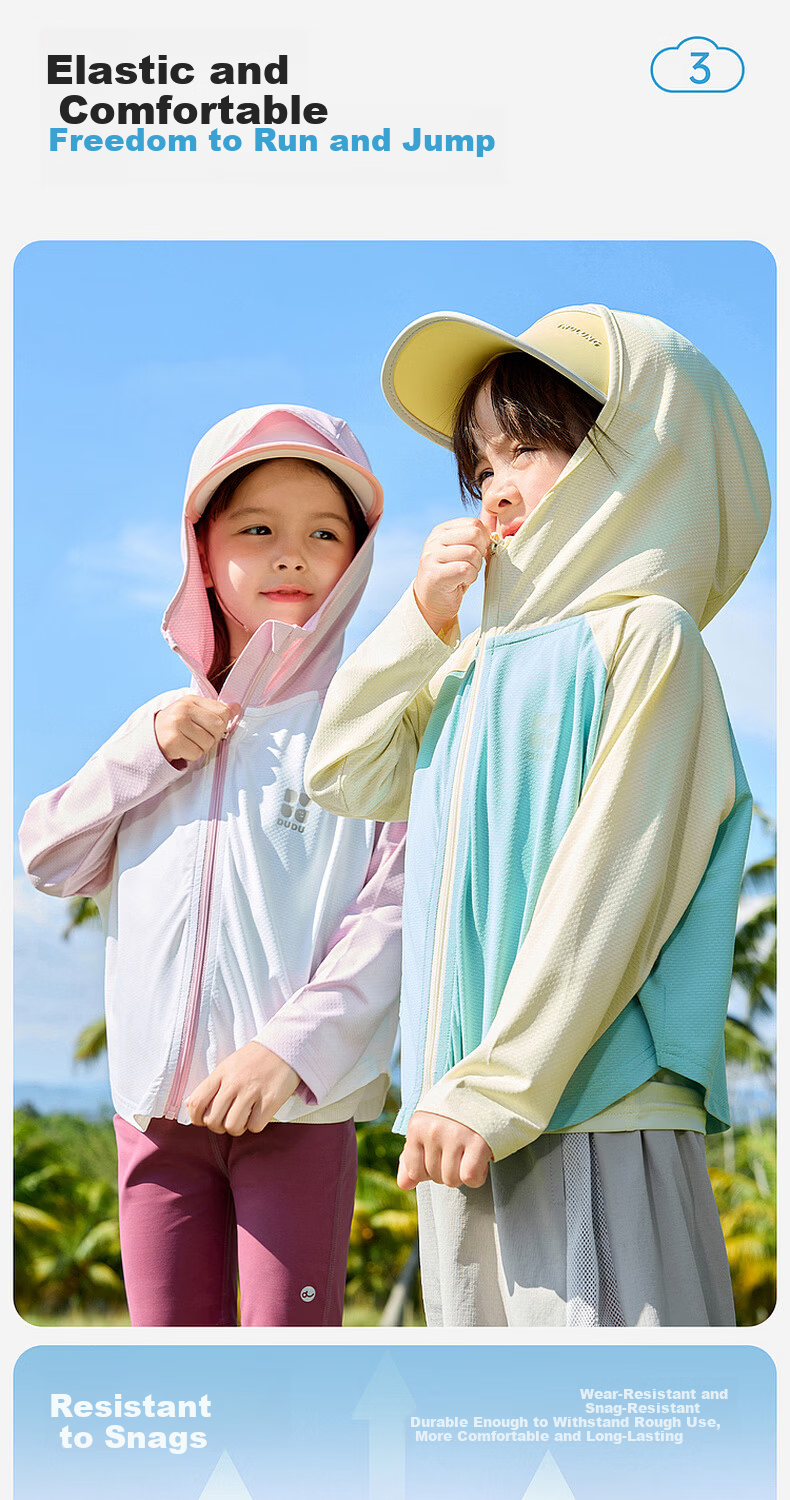 Dudu Kids UPF50+ Children's Summer Sun Protection Jacket Baby Coat Summer Cooling Boys Clothing Cocktail Green 80 8