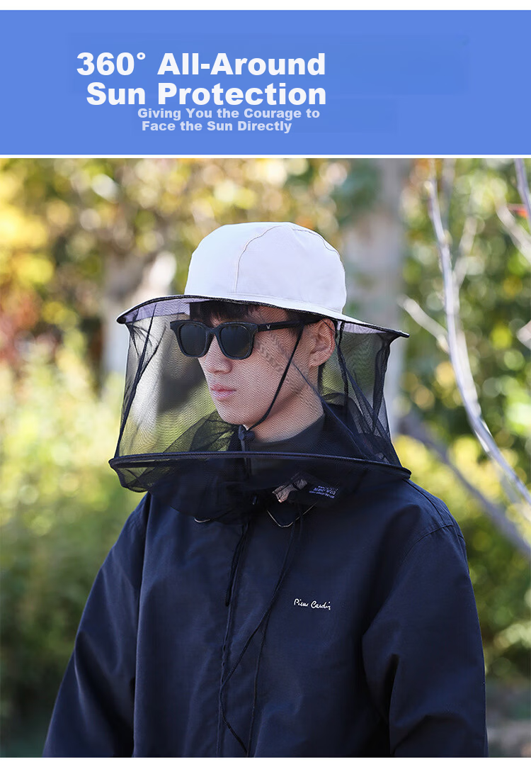 Aidier Outdoor Mosquito Repellent Hat Bee Protection Face Cover Sunshade Breathable Mesh Mask Night Fishing Insect Proof Beekeeping Camouflage Sun Hat (Mosquito Repellent) CW759349 1
