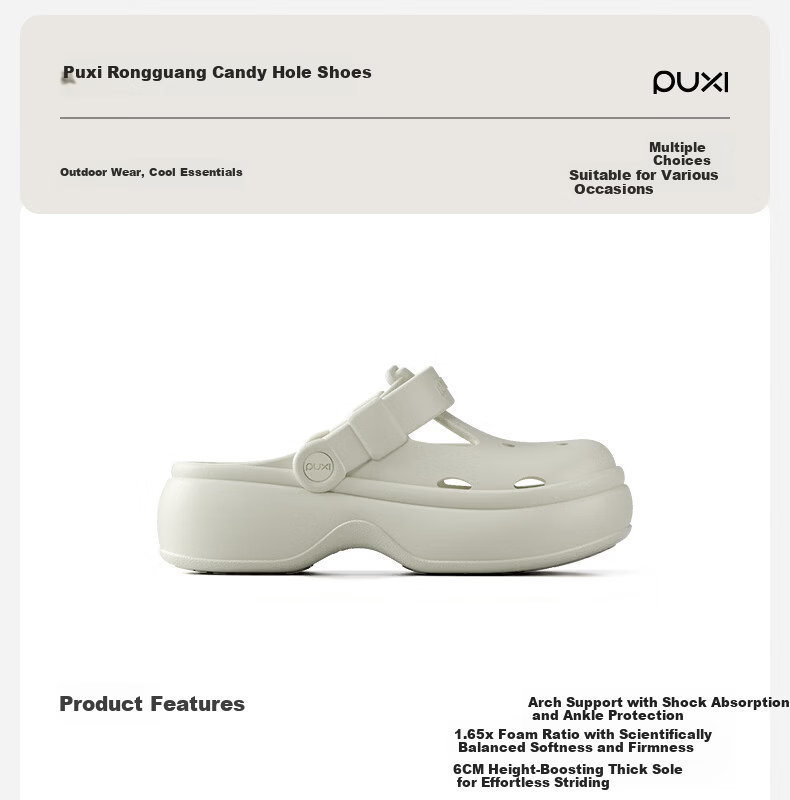 Puxi Soft Sole Hollow Light-Reflective EVA Summer 2026 Women's Sandals Outdoor Beach Closed-Toe Slippers 1
