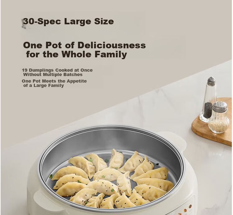 Joyoung JK30-GK339 Household Grill Pan 304 Stainless Steel Non-Coated Inner Pot Breakfast Maker Deepened Body Electric Griddle Multi-Function Electric Frying Pan 16