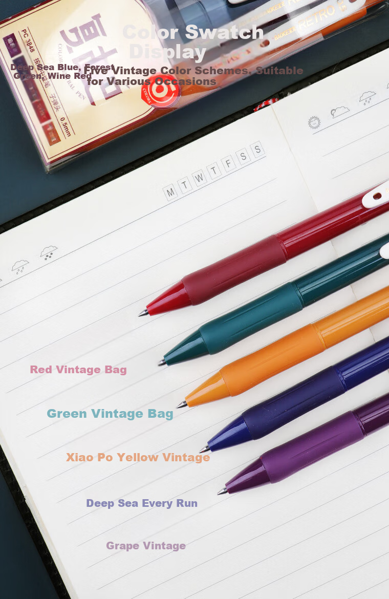 BAOKE 2PC-1969 Multifunction 4-in-1 Gel Pen 0.5mm Black Red Blue Green Teacher Student Marker Retractable Signature Pen 2pcs/Box 2
