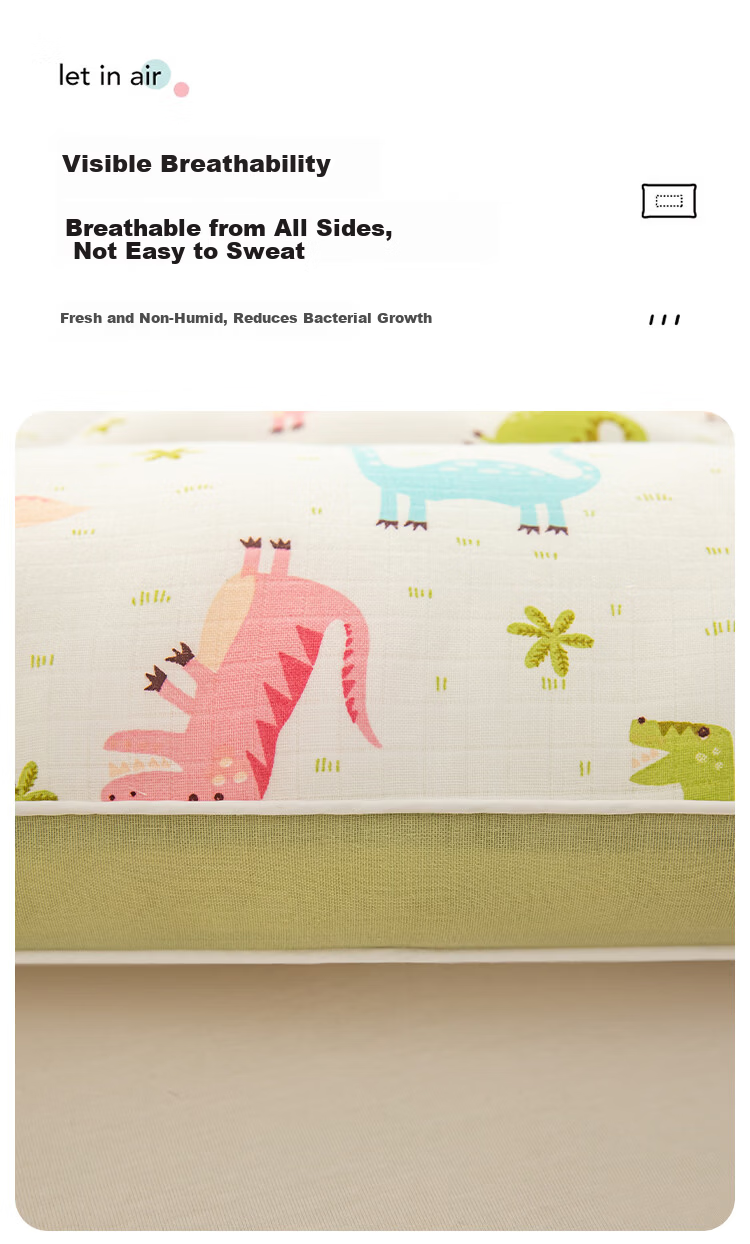 Hongdou A-Class Cotton Fabric Children's Pillow Core Baby Pillow Infant Zoned Neck Support Pillow Kindergarten Spinal Protection Pillow 30*50 9