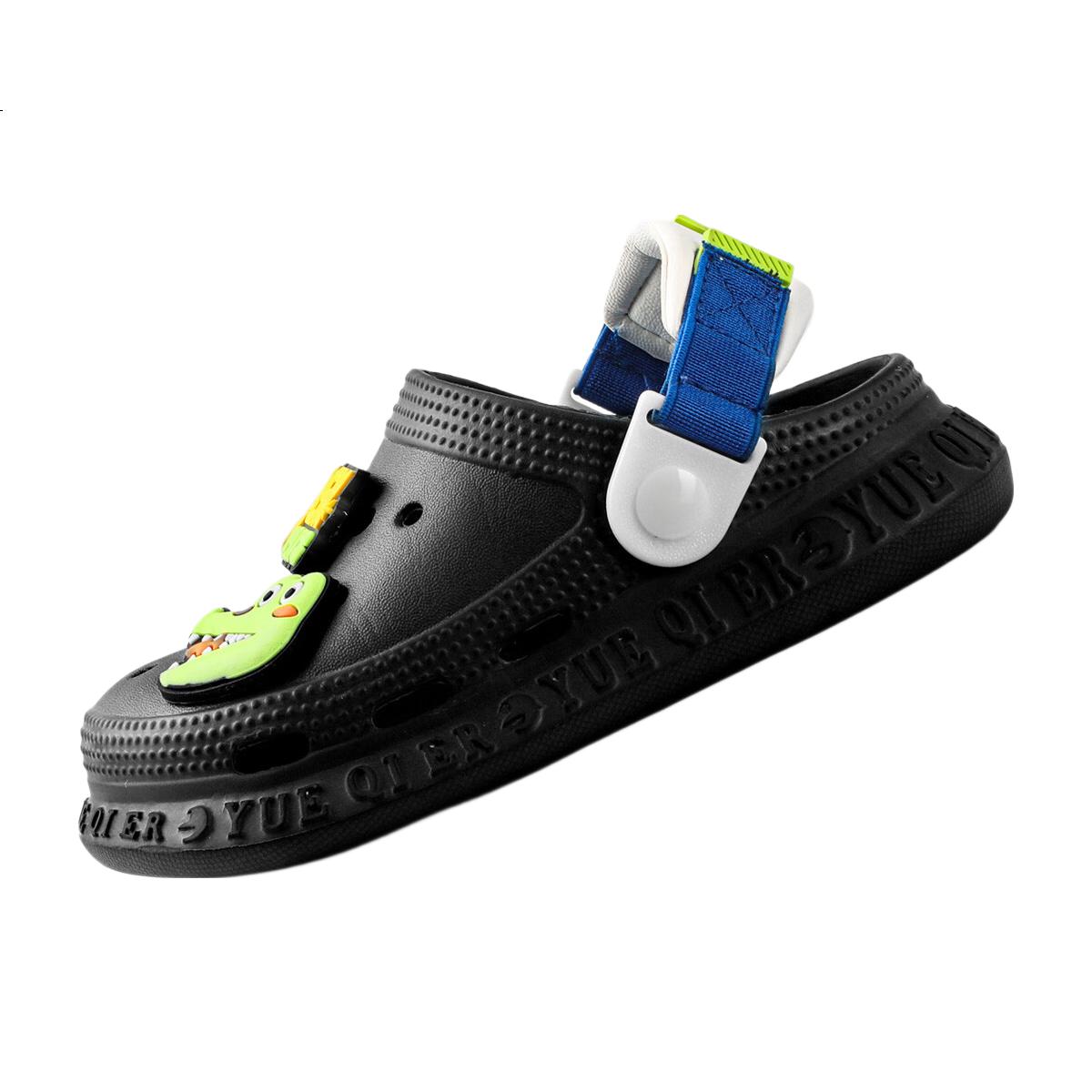 ASK JUNIOR Kids Sports Sandals Boys Girls Summer Breathable Hole Shoes Slippers Closed Toe Beach Shoes Black Size 32