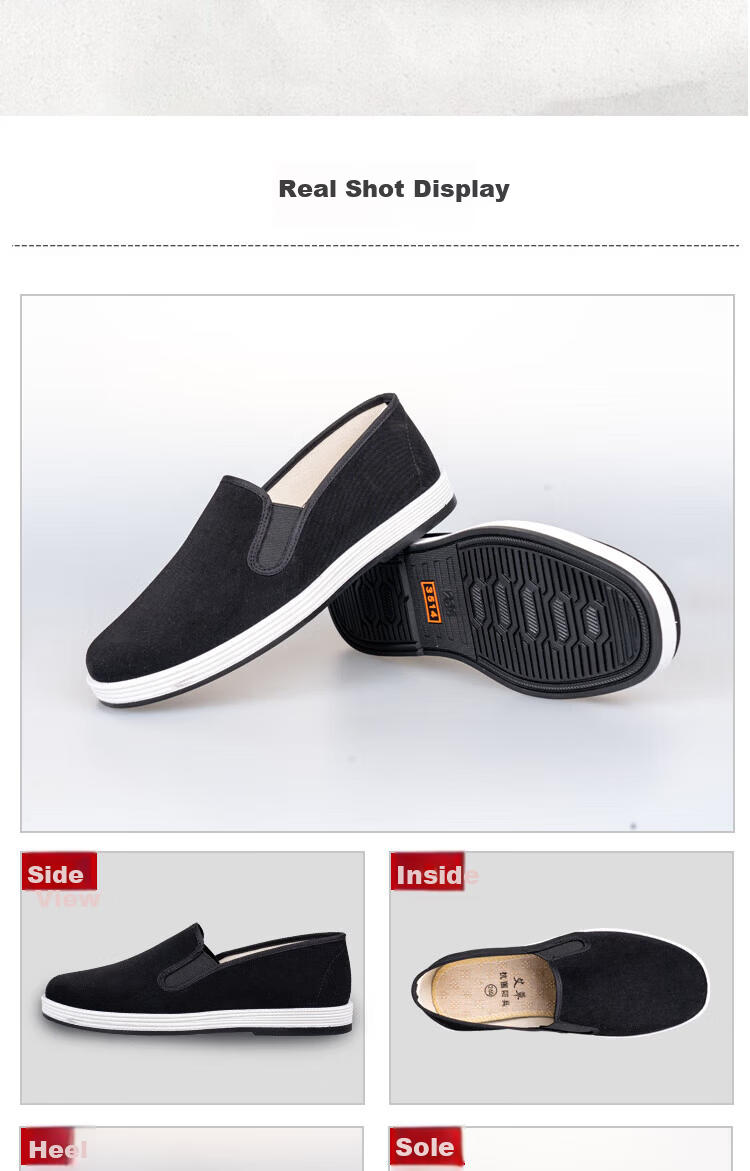 3514 Old Beijing Cloth Shoes Slip-On Labor Protection Work Shoes Lightweight Dad Shoes Traditional Men's Cloth Shoes Black Size 46 6