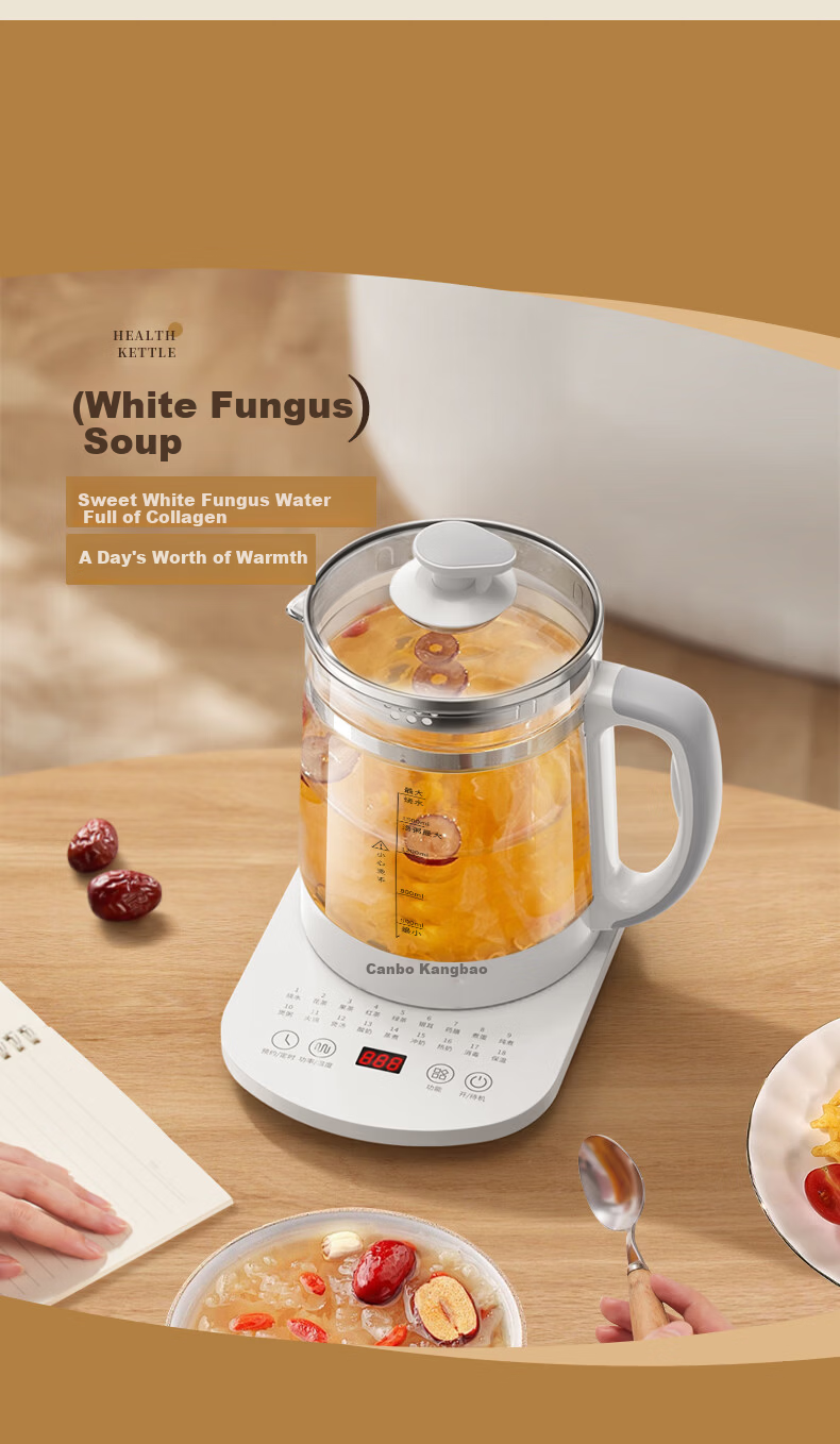 Canbo Health Pot Electric Tea Kettle 304 Stainless Steel Temperature Control Kettle Insulated Electric Water Boiler Flower Tea Kettle SLH-YSH1808 7