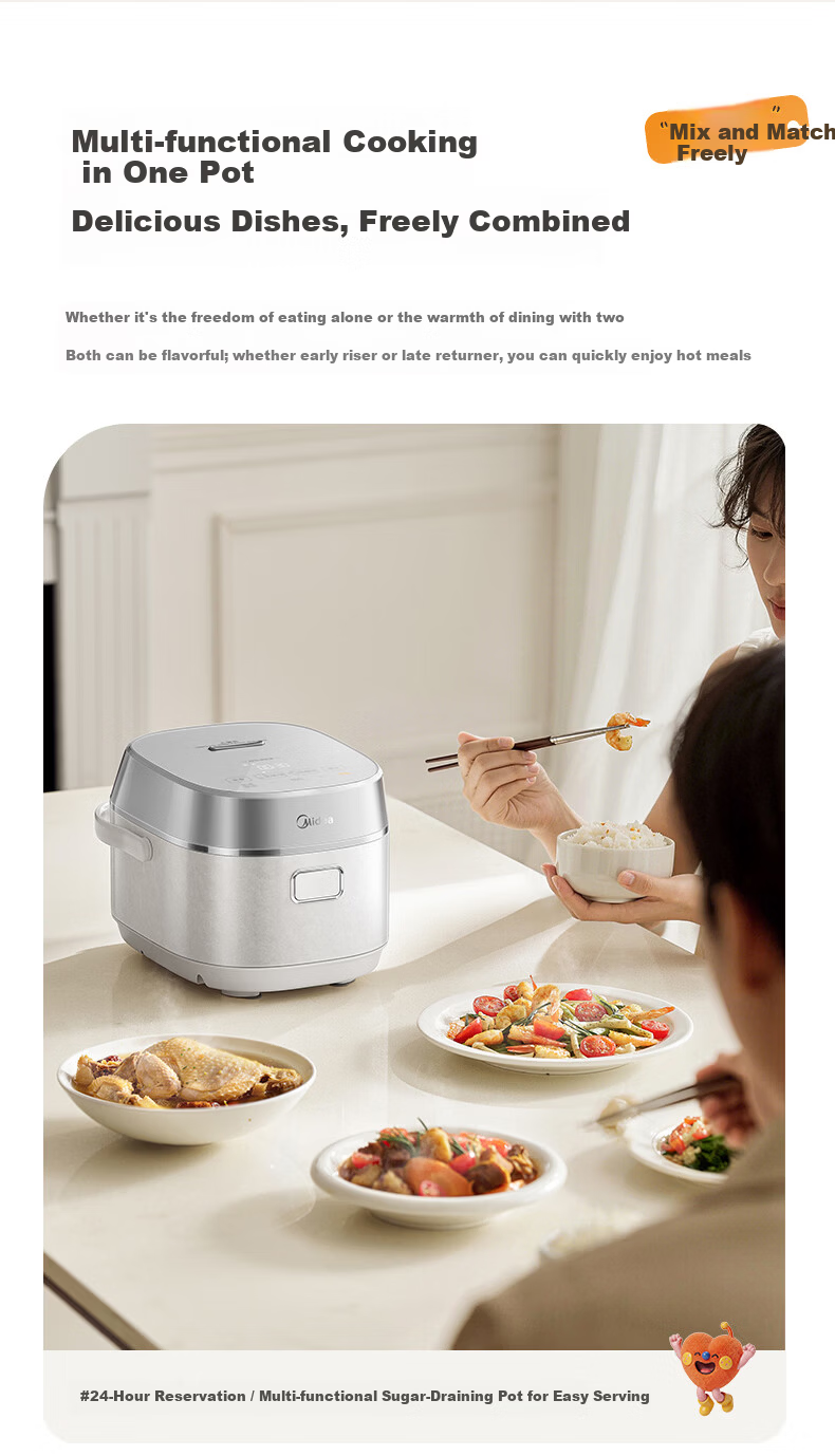 Midea Petal Pro 2.0 IH Heating Rice Cooker 4L for 5-8 People with Titanium Platinum Pot Multi-Functional Steaming and Cooking Rice Cooker MB-40HB9 18