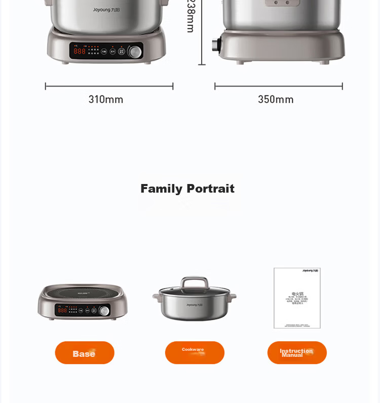 Joyoung 6L Household Detachable Multi-Functional Electric Hot Pot Stainless Steel IH Electric Cooker HG60-GN12 30
