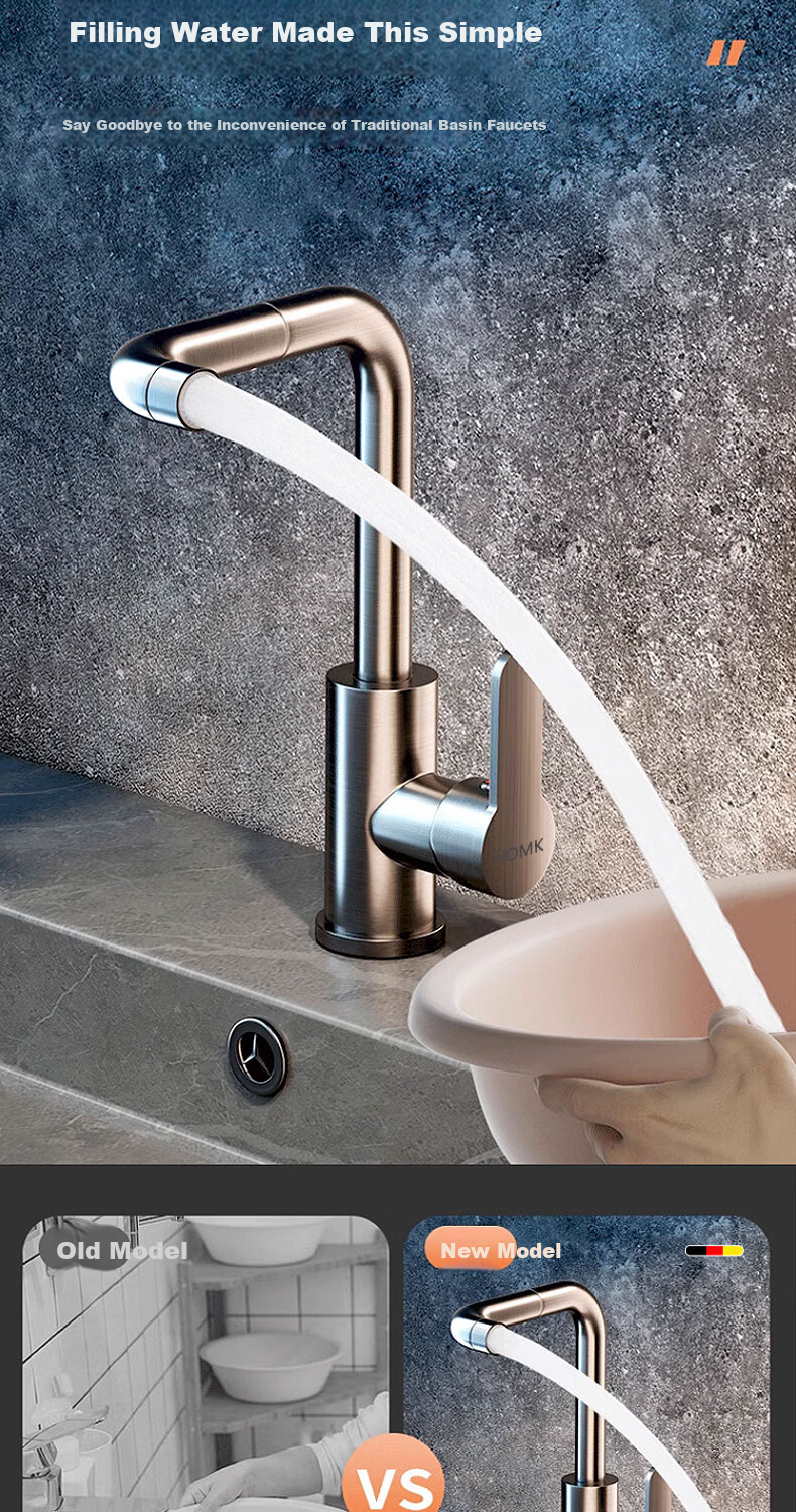 HOMK [Germany] Stainless Steel Faucet Hot and Cold Water Two-in-One Universal Basin Faucet 7