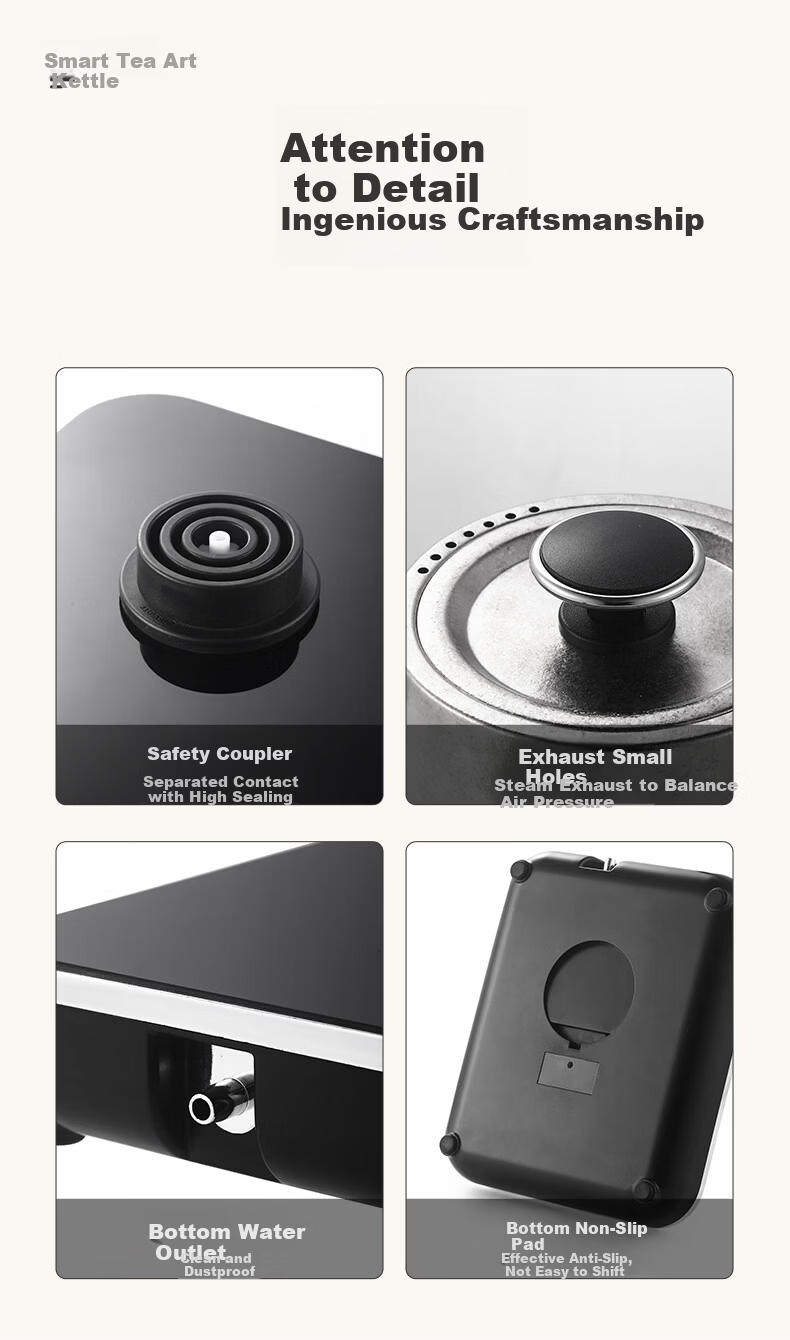 Biooner Pure Titanium Fully Automatic Water Filling Electric Kettle Tea Table Water Boiler Tea Brewing Integrated Tea Table Kettle Electric Tea Stove RY-D10 11