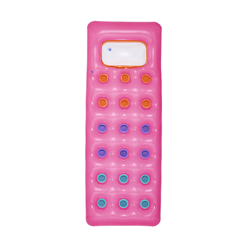 Bestway Inflatable Floating Mattress Water Leisure Surfing Summer Transparent 18-Hole Floating Pad Pink with Hand Pump