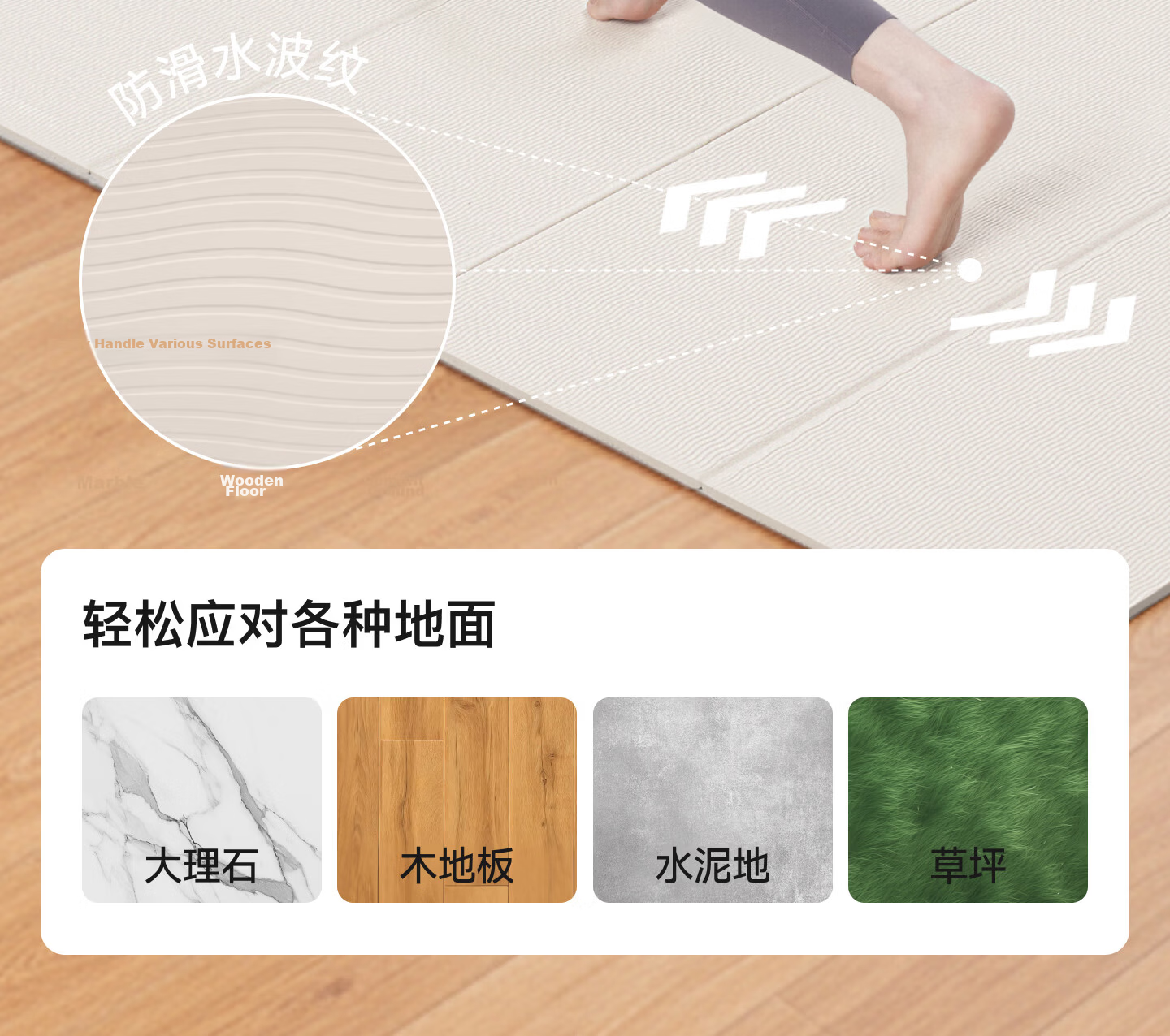 Keep Foldable Yoga Mat Non-Slip Thickened Widened Fitness Home Exercise Mat 7mm Mint Green 14