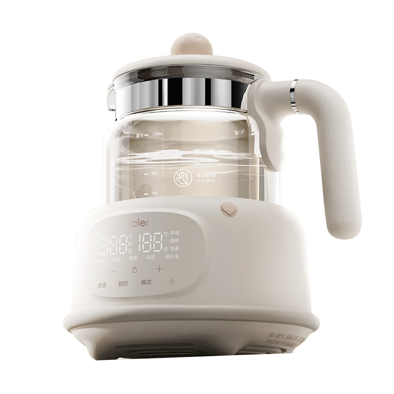 Haier [Hot Selling New Product] Electric Kettle Water Boiler Temperature Control Kettle Milk Warmer Baby Formula Warmer Baby-Safe Full Glass Health Kettle 1.3L HBM-H131W