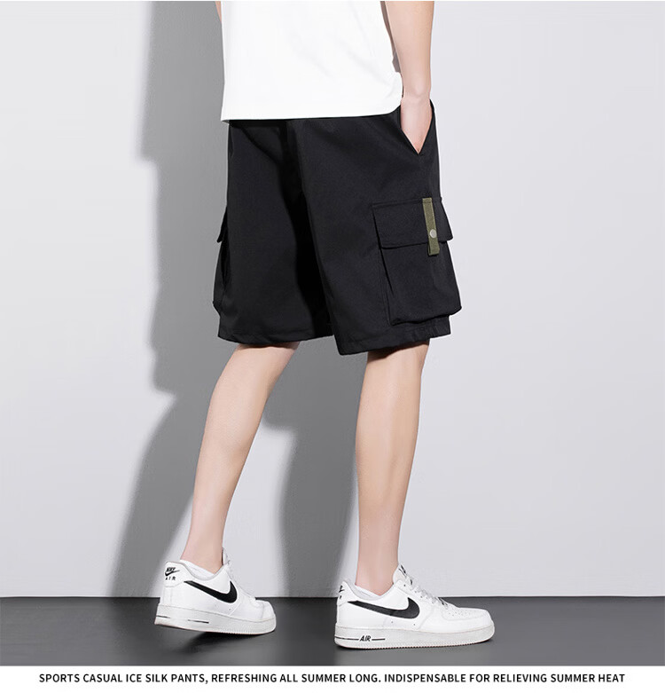 GLM Men's Summer Casual Cargo Shorts Loose Fit Trendy Five-Point Pants 17
