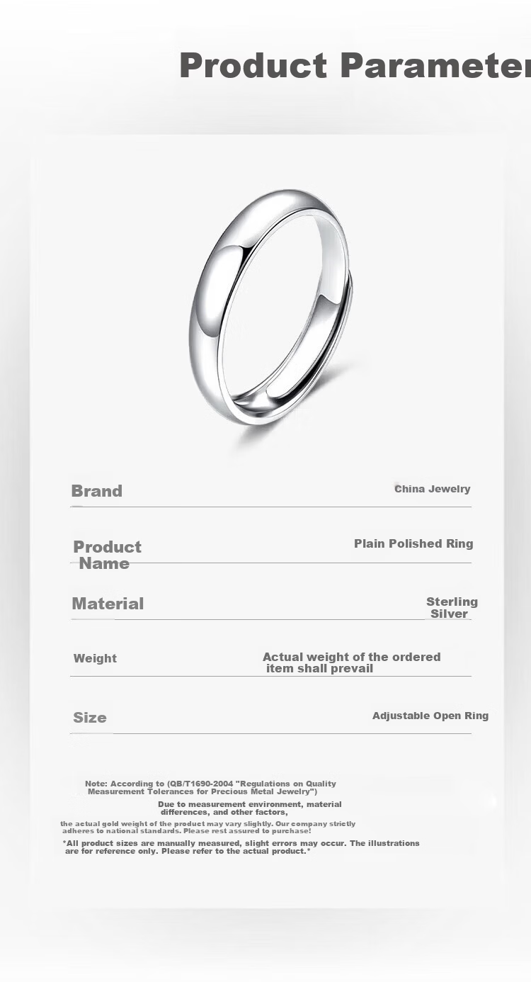 Sino Gem Simple Polished Plain Silver Toe Ring Men's Adjustable Ring Graduation Gift for Boyfriend 7