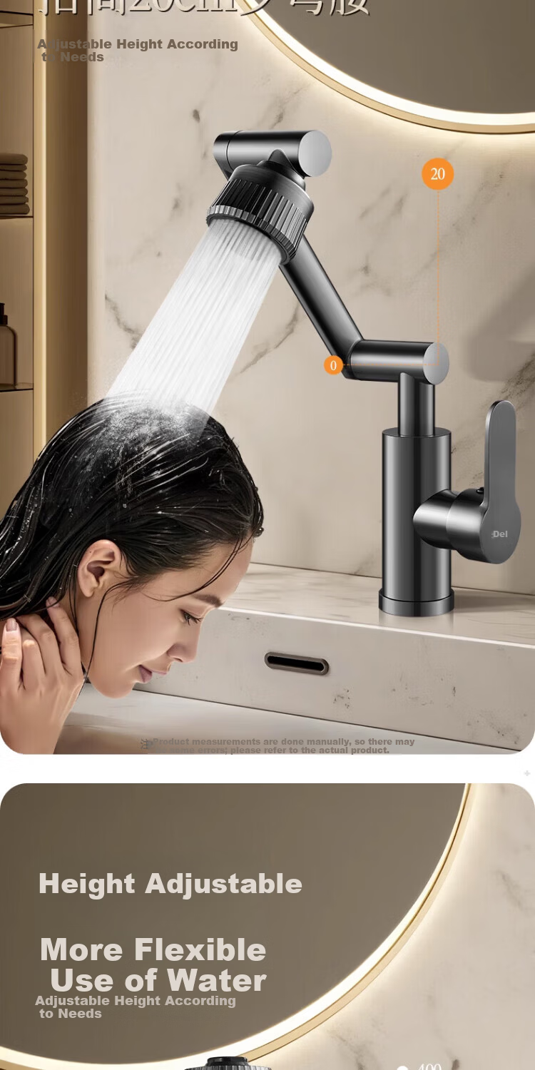 Del 28-Year Brand Basin Faucet Hot and Cold Water Mixer 2-in-1 Universal Mechanical Arm Washbasin Faucet 4