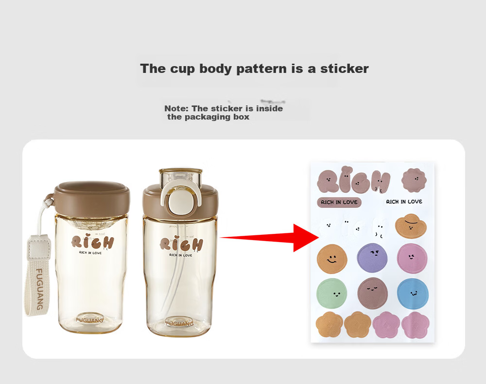 FGA Fugang PPSU Baby Material Children's Day Flip Straw Square Water Cup for Kids Elementary School Baby 400ml White 1