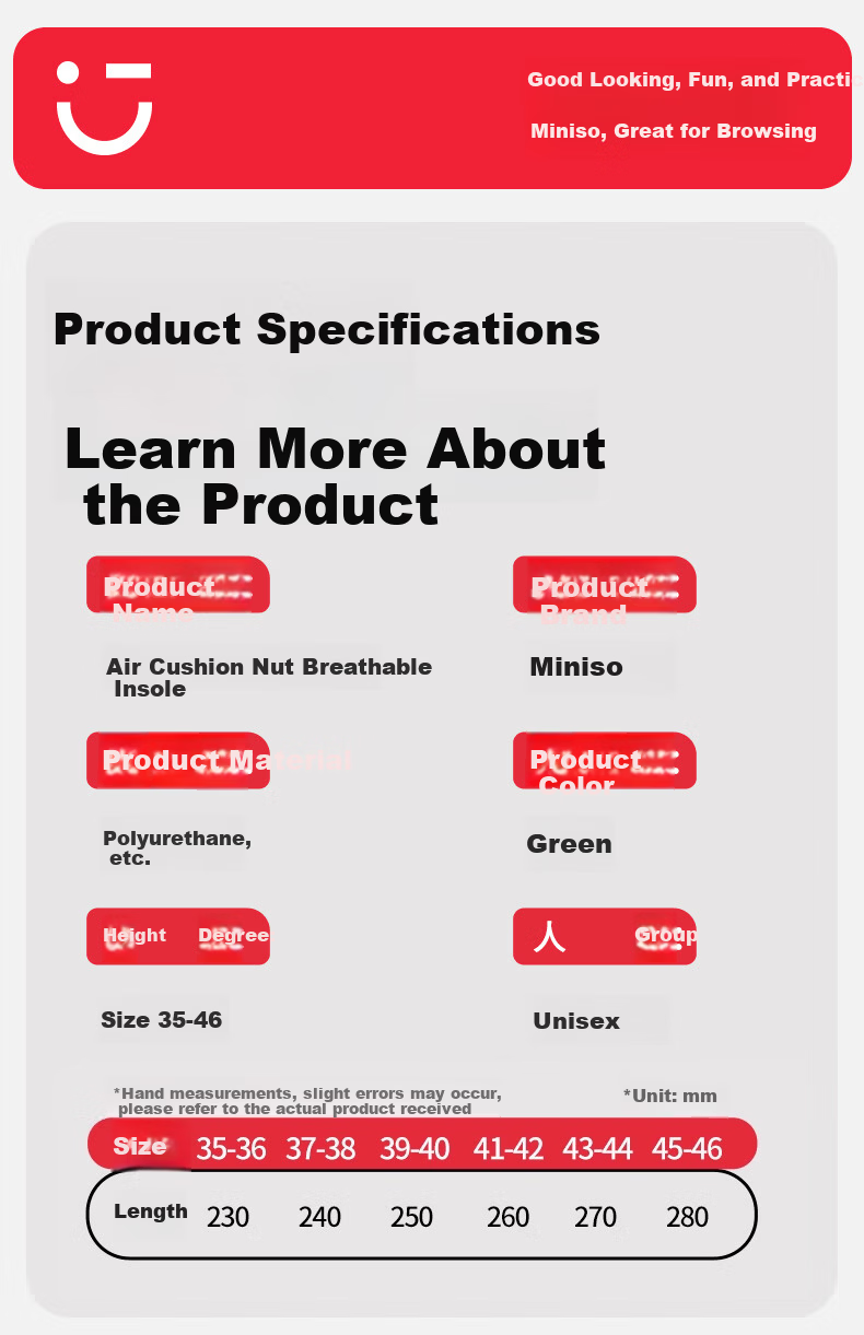 MINISO Men's Sports Insoles Odor-Resistant Sweat-Absorbing Breathable Soft Elastic Anti-Fatigue Military Training Insoles Women's Running Shock Absorption Size 41-42 9