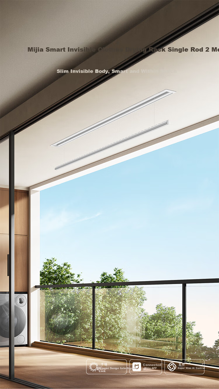 Mijia Smart Invisible Clothes Drying Rack Double Rod 2.4m Xiaomi Electric Clothes Hanger Hidden Embedded Balcony Drying Rod 4