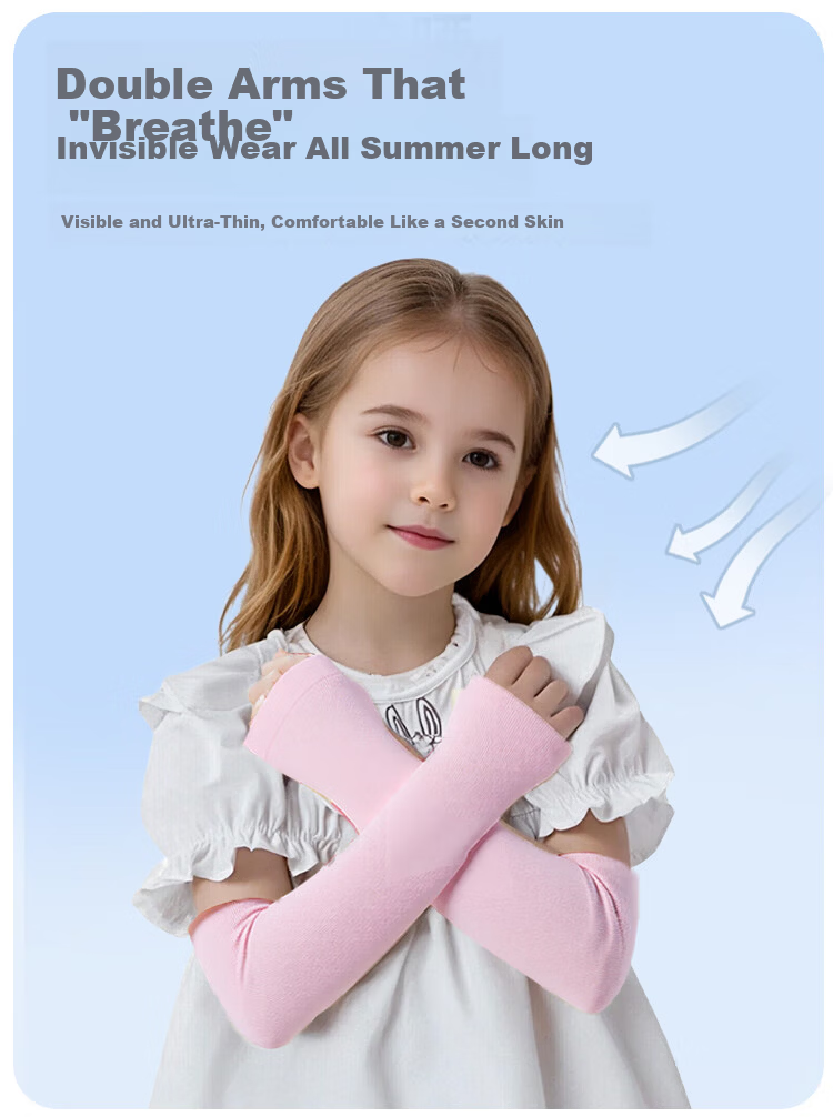 9i9 Kids UV Protection Cooling Ice Silk Arm Sleeves Baby Girls Boys Quick-Dry Sun Protection F12 Pink 10
