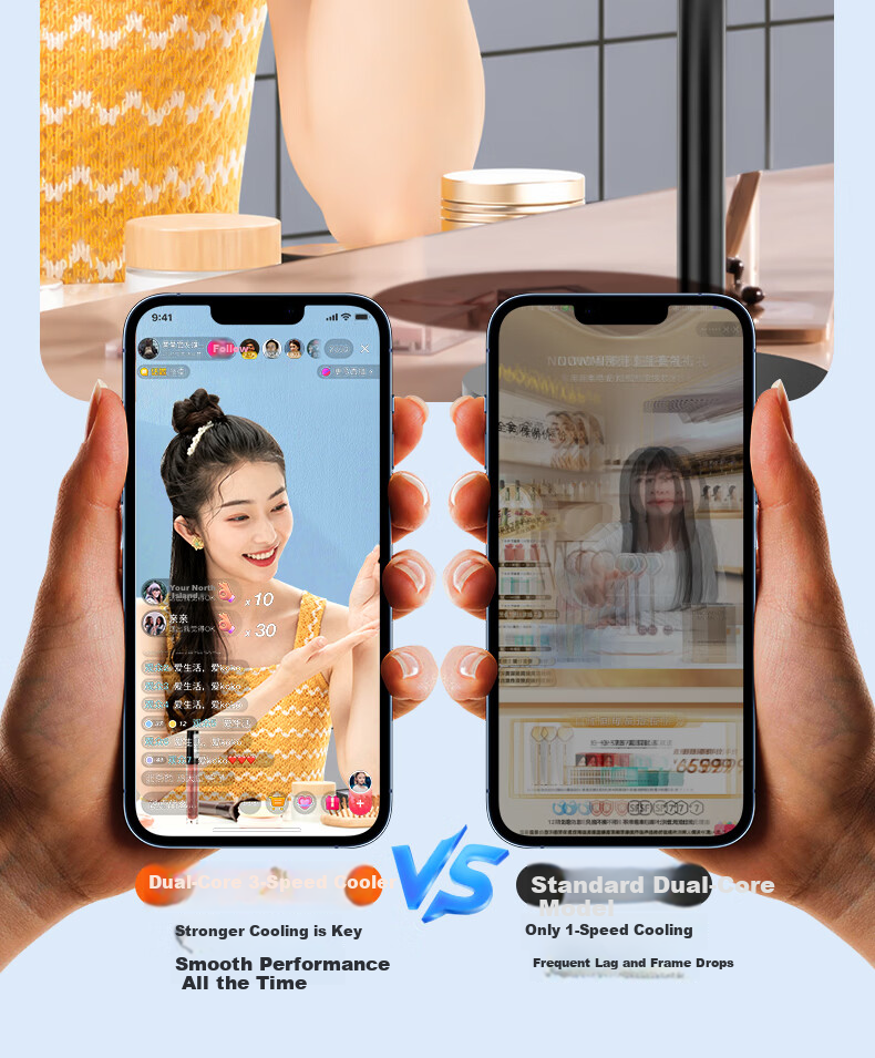 WITGOER Dual-Core Cooling 2.1m Floor Stand Smart Digital Display Mobile Phone Cooler Semiconductor Cooling Live Streaming Gaming Back Clip 10