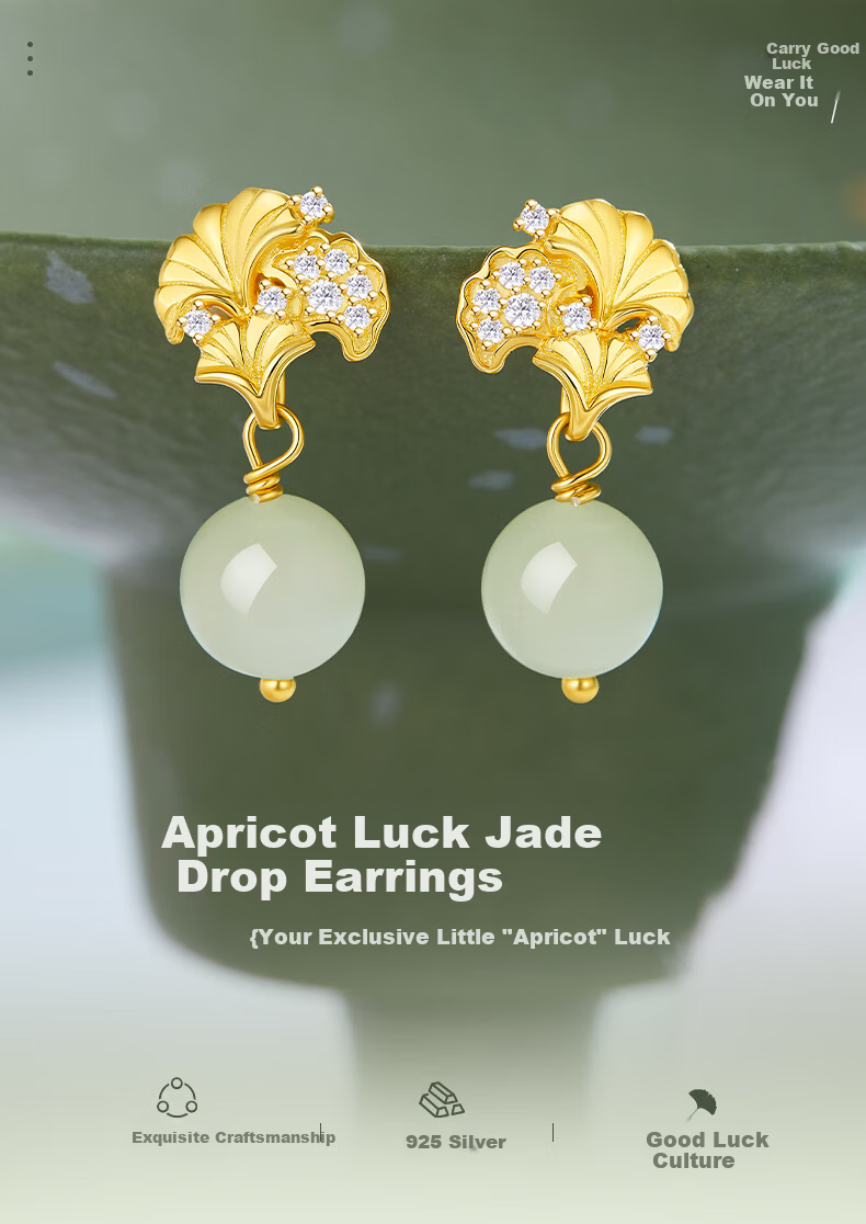 Lao Miao Hetian Jade Earrings Studs Luxury Fashion Jewelry Valentine's Day Birthday Gift for Women Girlfriend Wife 2