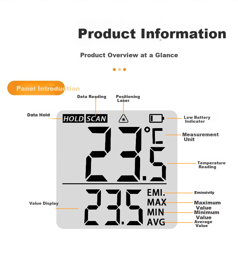 Pading Infrared Thermometer Industrial High-Precision Temperature Gun for Water, Oil, and Kitchen Baking Temperature Measurement 10